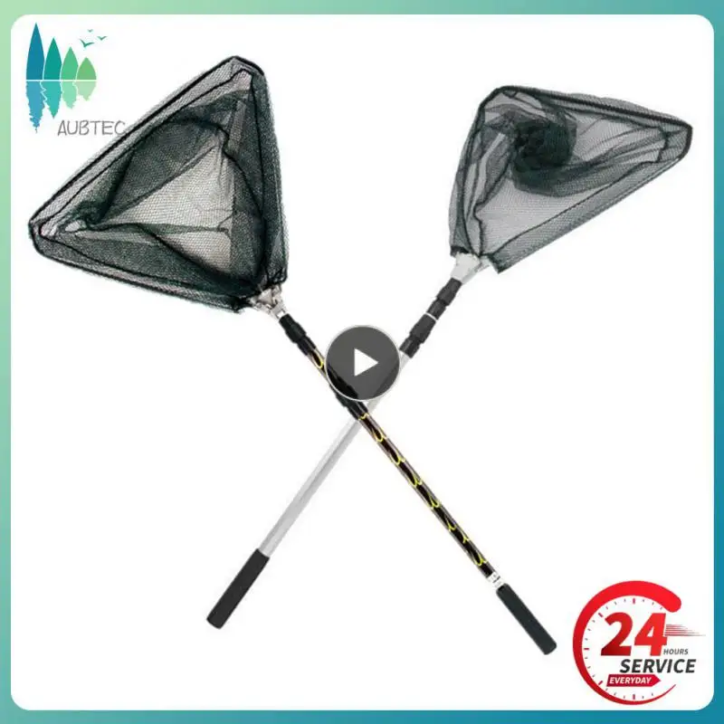 

Fishing Hand Net Portable Hand Dip Casting Net Big Fish Fishing Net Retractable Aluminum Alloy Triangle Folding Fishing Net