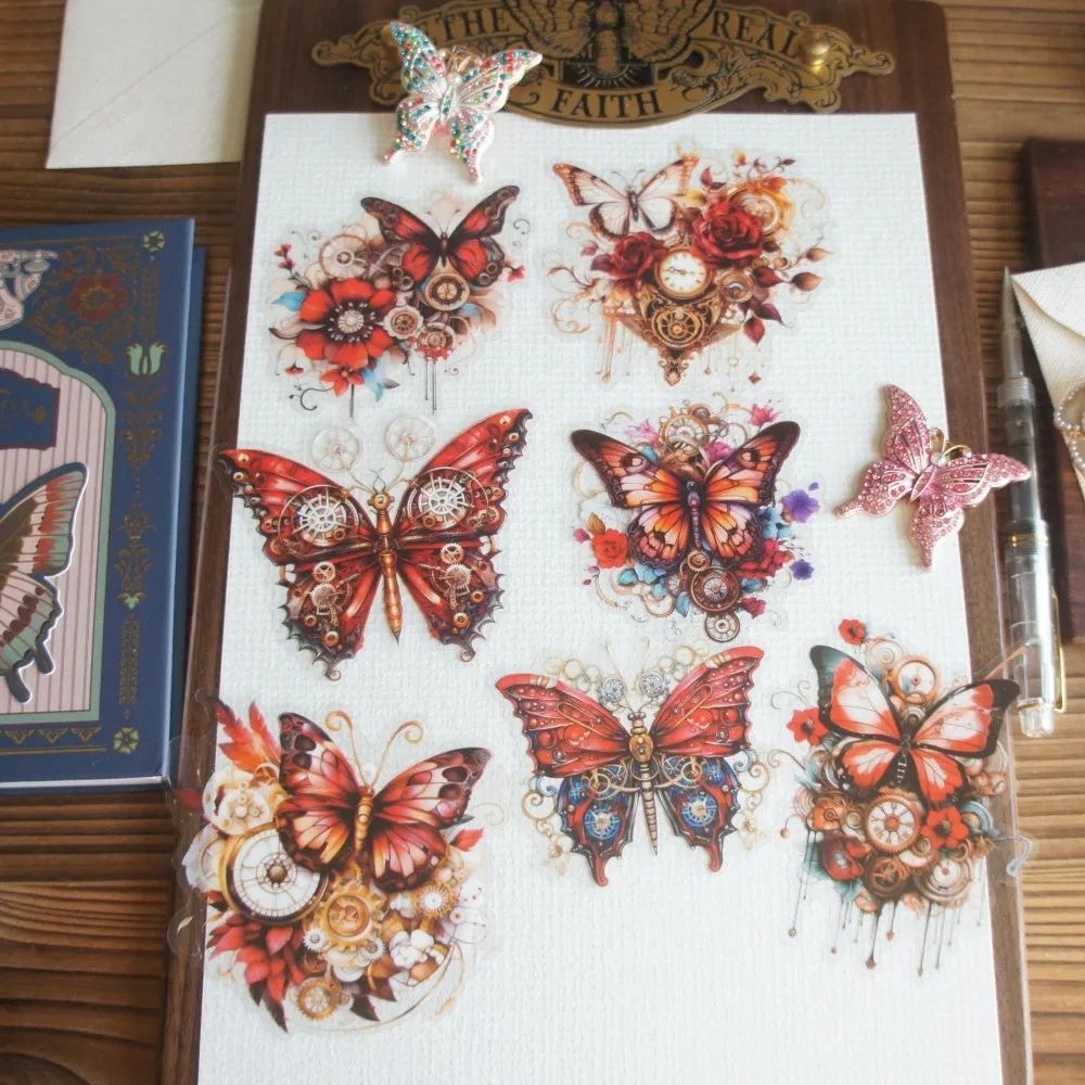 18 шт. механическая шестерня крылья дизайн бабочки ПВХ наклейка скрапбукинг