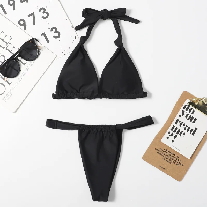 

Sexy Two Piece Bikini 2022 Swimsuit Women Swimwear Push Up Black Vintage Biquini Drop Shipping Summer Beach Wear
