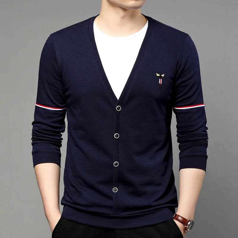 

Designer High End 2023 New Style Men's Knitting Cardigan V-neck Embroidery Stripe Korean Casual Autumn/Winter Men's Clothing
