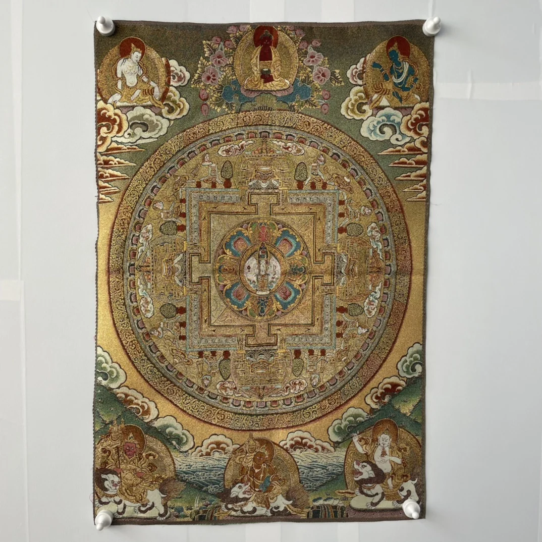 

Free Delivery China Elaborate Silk Embroidery Luck Geomantic Thangka Painting Mural Household Decoration#96