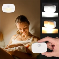 24pcs smart pir motion sensor led night light battery night lamp for bedroom kitchen cabinet light wireless closet light