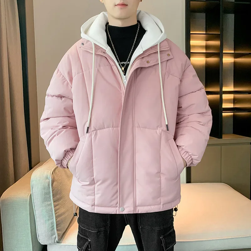 Модное городское мужское пальто с хлопковой подкладкой и капюшоном