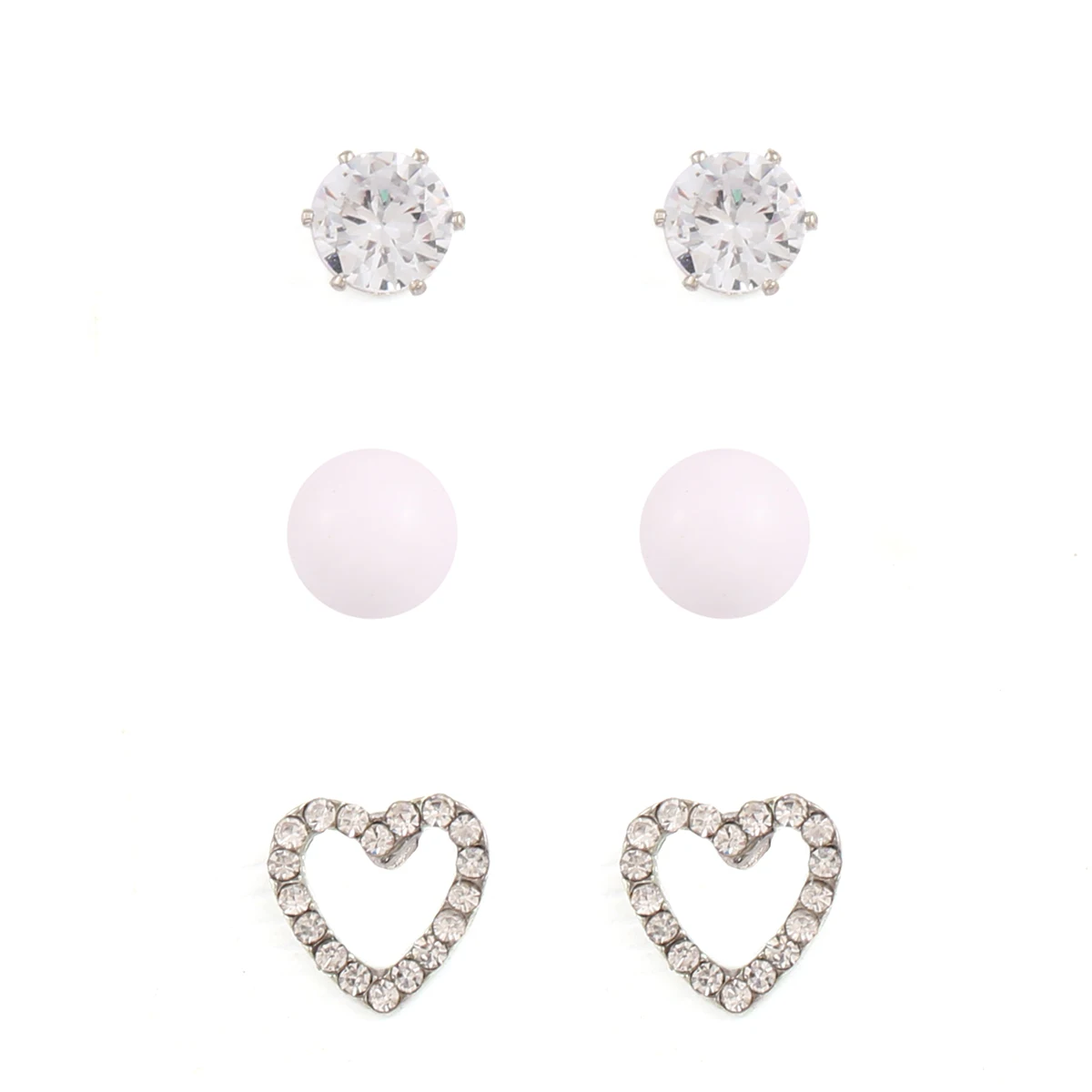 

CARTER LISA 6pcs Cute Crystal Heart Mini Earings Ball Stud Earrings Set For Women Ear Jewelry
