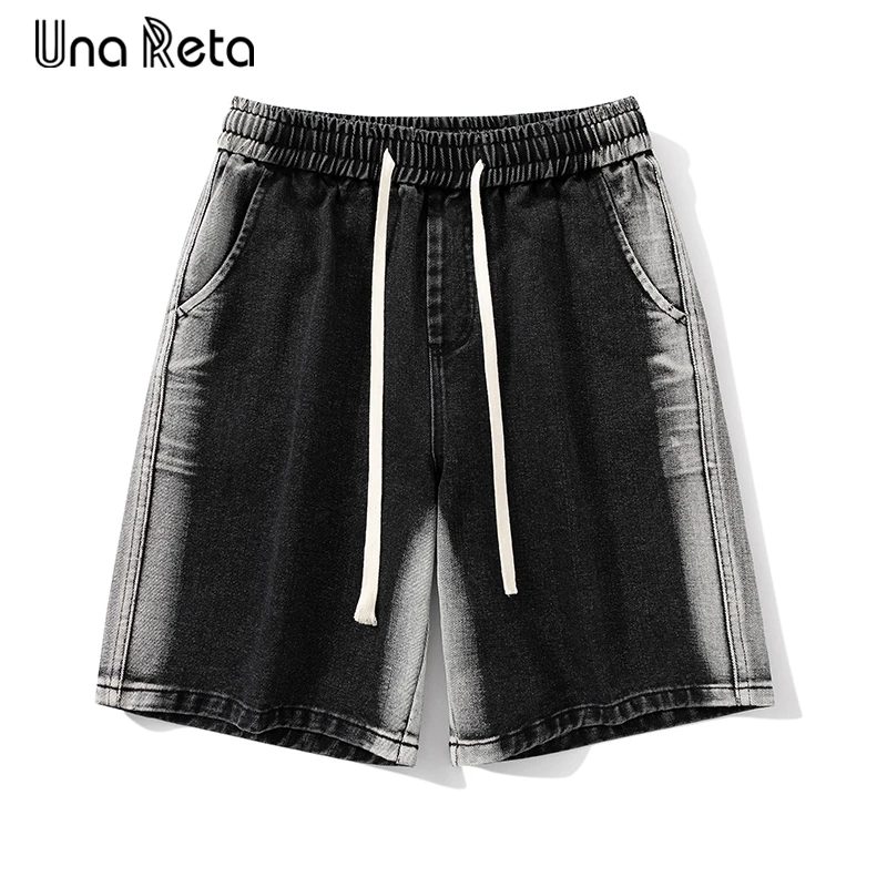 

Una Reta Summer New High Street Men Shorts Streetwear Hip hop Gradient printing Denim Shorts Men Loose Casual Shorts Man