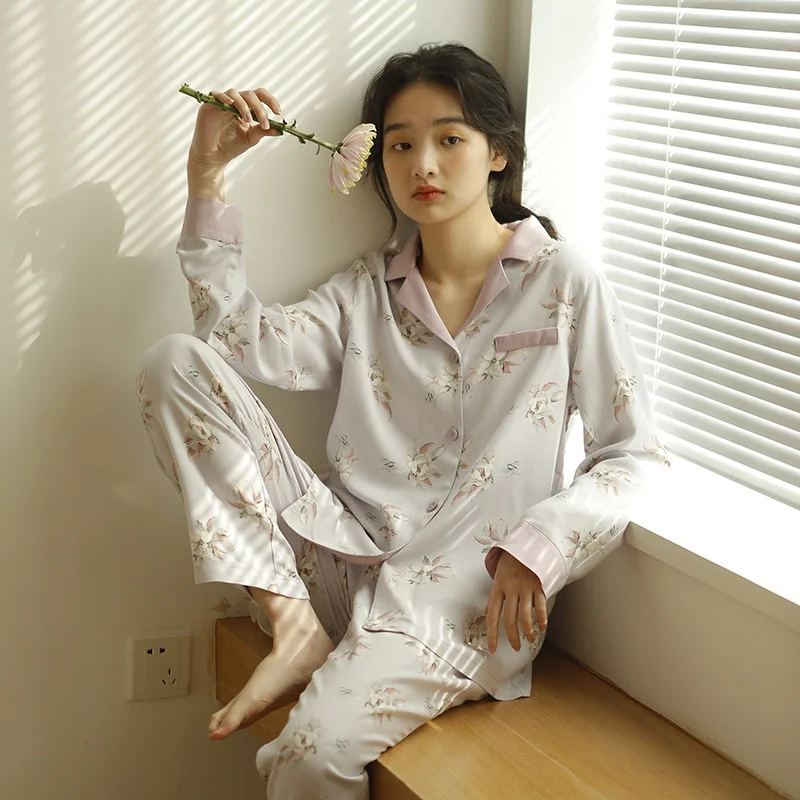 

Новинка весна-лето 2022, Женский костюм Manqiu с длинным рукавом, домашняя пижама