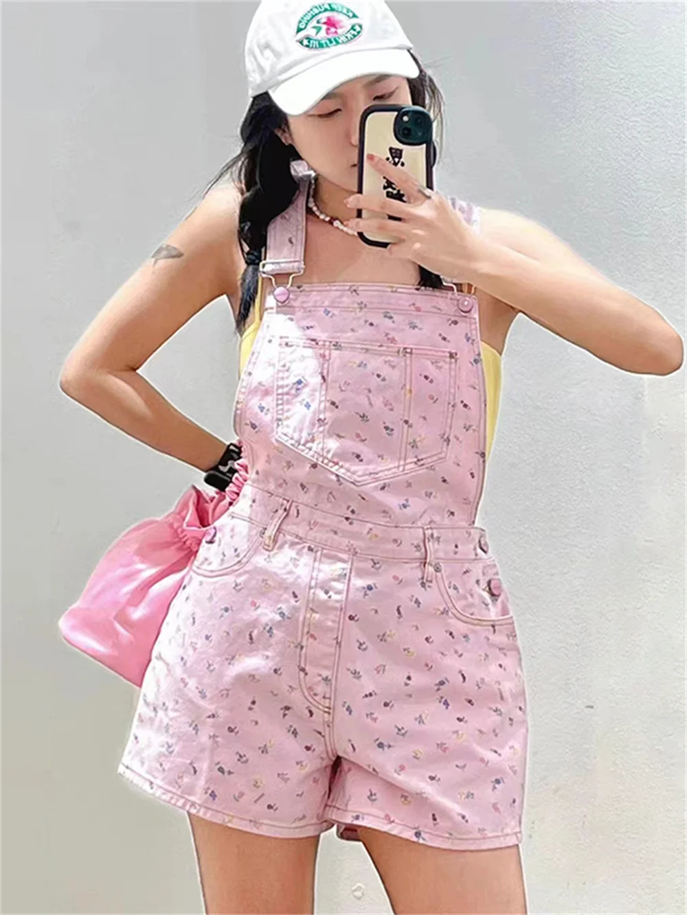 

Women High Waist Colorful Floral Printed Jumpsuits 2023 Summer New Ladies All-Match Slim Simple Sweet Pants