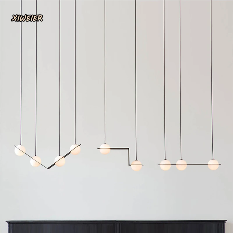 

Simple Combination Black Chandelier Modern Restaurant Desk Living Room Fashionable Design Glass Ball Chandelier