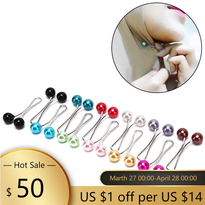 

12pcs Lady Muslim Scarf Hijab Clips Pearl Scarf Brooch Pin Shawl Scarf Head Scarf Holder