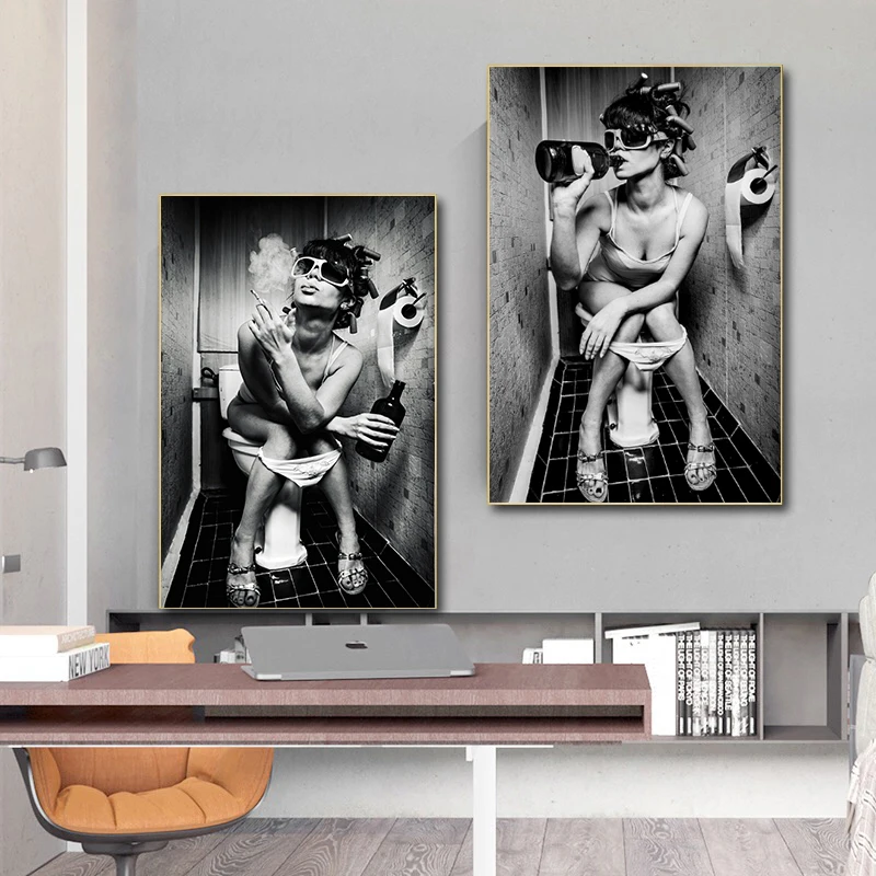 

Sexy Girl in Toilet Nordic Canvas Art Posters And Prints Canvas Painting Sexy Girls Wall Art Pictures Home Decorative Paintings