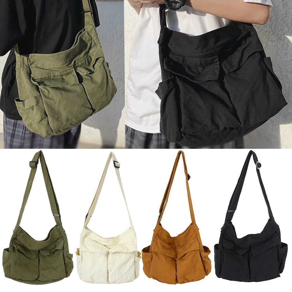 

Women Canvas Messenger Bag Ladies Fashion Canvas Shoulder Bag Student Large Capacity Female Crossbody Bags Woman Packet 2023