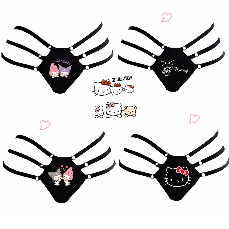 Сексуальное женское нижнее белье с Т-образной спинкой, аниме Hello Kitty Kuromi Y2K, облегающие трусы для девушек, модные Мультяшные трусики для девушки