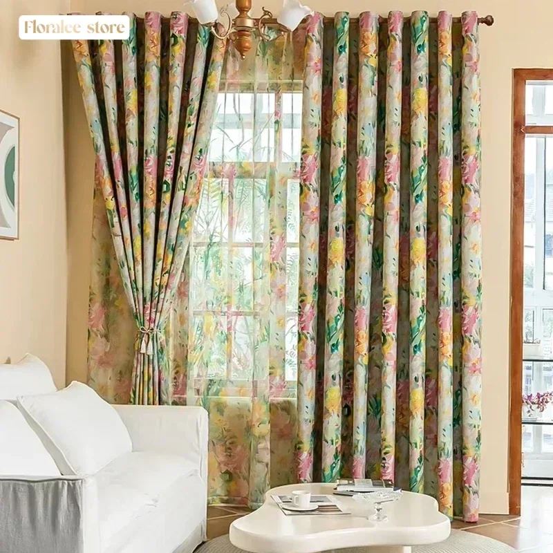 1 шт. роскошные шторы с принтом для гостиной и спальни картина маслом