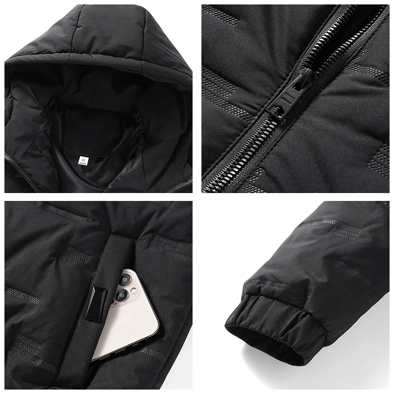 2022 Winter New Waterproof Thick Warm Parkas Men Autumn Fashion Solid Color Hoodied Jacket Coat Men Casual Brand Jacket Men 5XL
