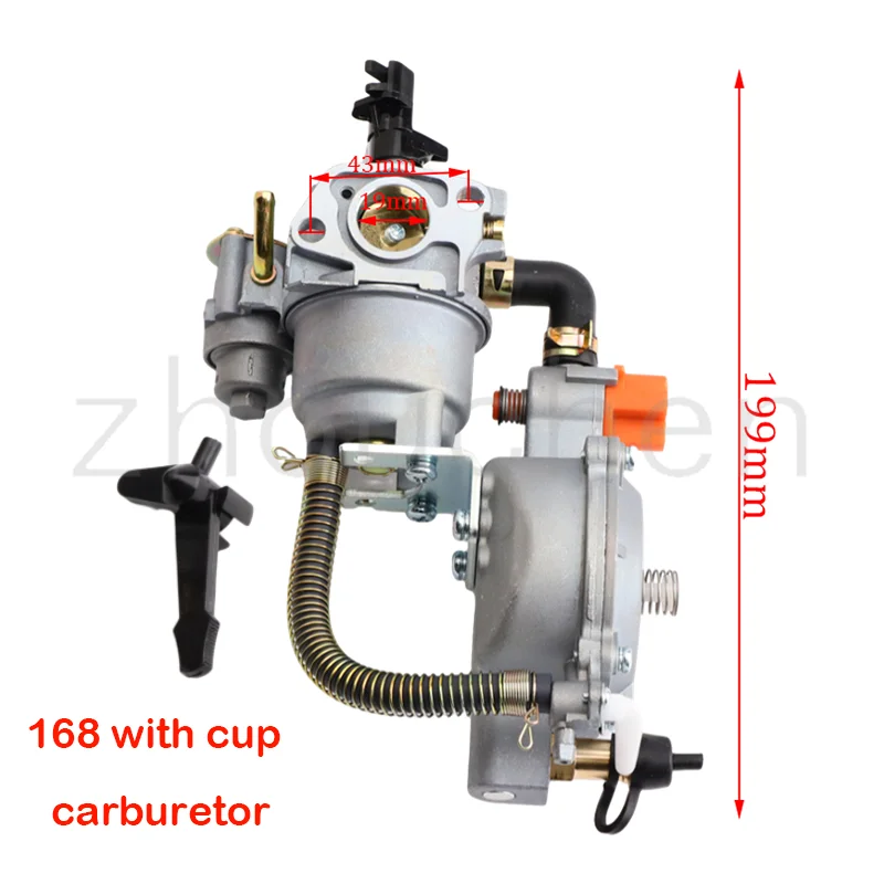 

168 with cup Carburetor for GX200 3KW 6.5HP Engine LPG Carburetor Dual Fuel NG Conversion Kit for Gasoline Generator Pump Parts