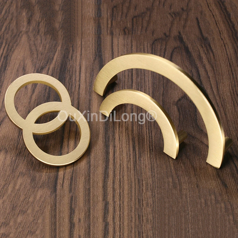 

2PCS Brass Solid Circle Handles for Cabinet Furniture Pulls Drawer Cupboard Kitchen Door Handle Knobs Furniture Hardware FG1061