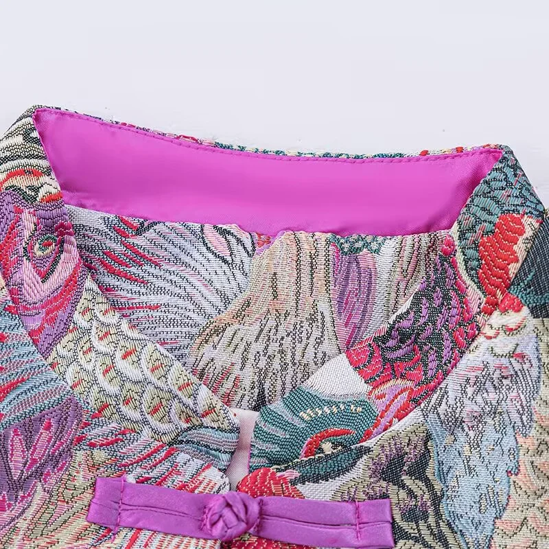 Куртка женская с вышивкой и пряжкой однобортный жакет принтом модное пальто в