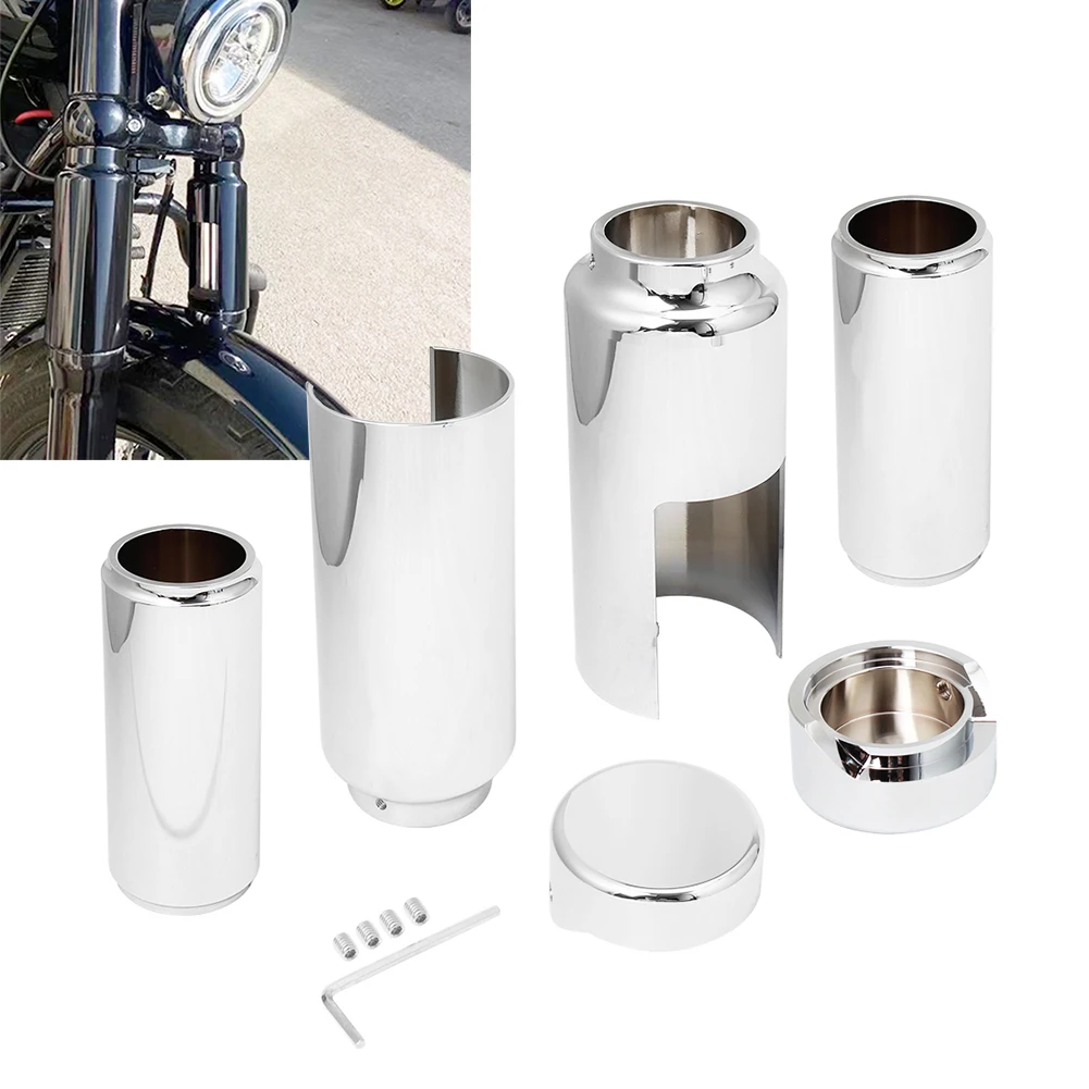 

6Pcs Motorcycle Front Upper Lower Fork Cover Cap Black / Chrome For Harley Softail Breakout FXBR FXBRS 2018-2021 Aluminum