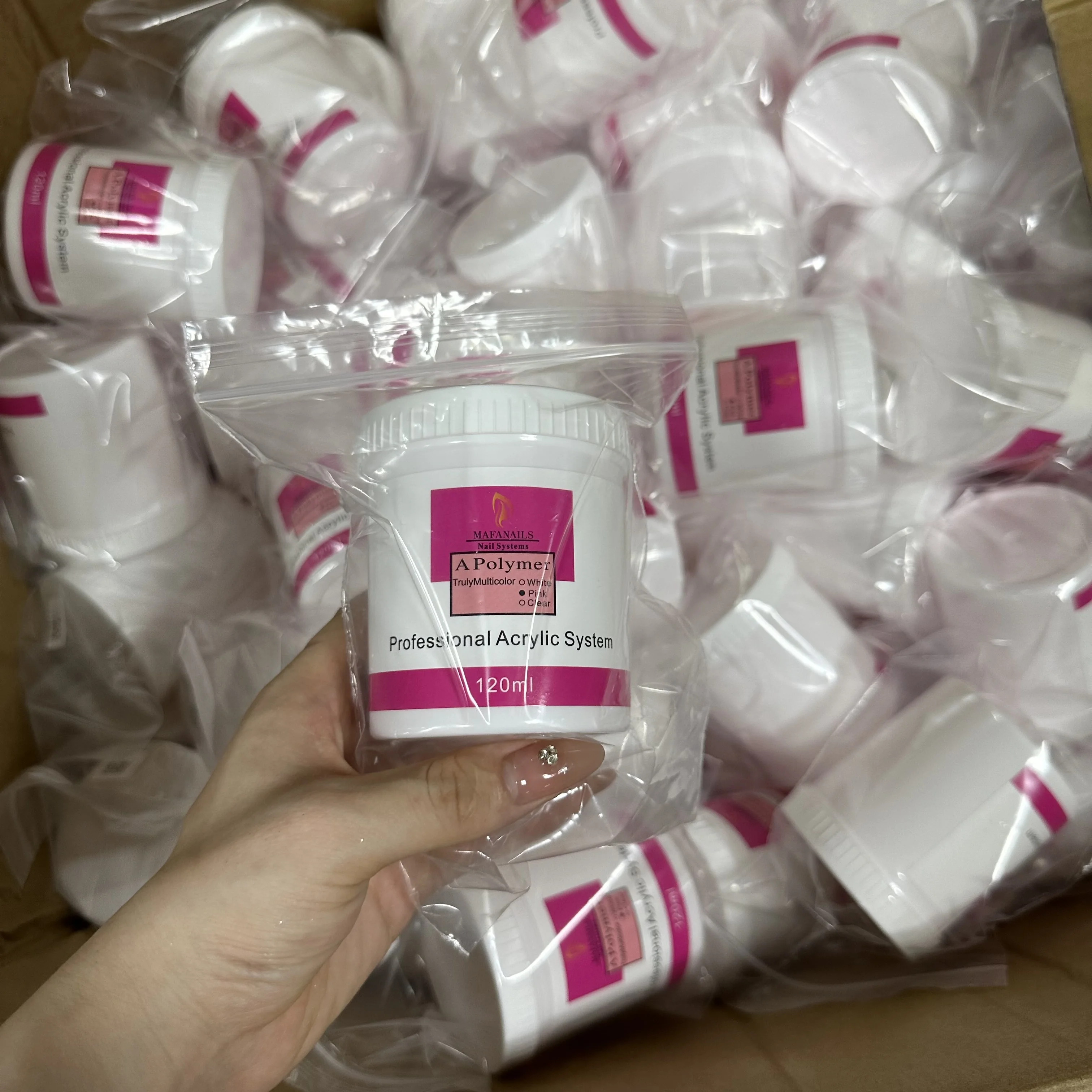 120 мл акриловая пудра для ногтей прозрачная розовая белая резьба Кристалл