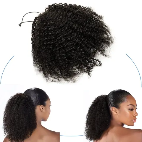 Maxine Афро Кудрявый Конский Хвост Человеческие Волосы Кудрявый Вьющийся Конский Хвост Наращивание Заколка на Шнурке Конский Хвост Пучок Шиньоны Для Женщин