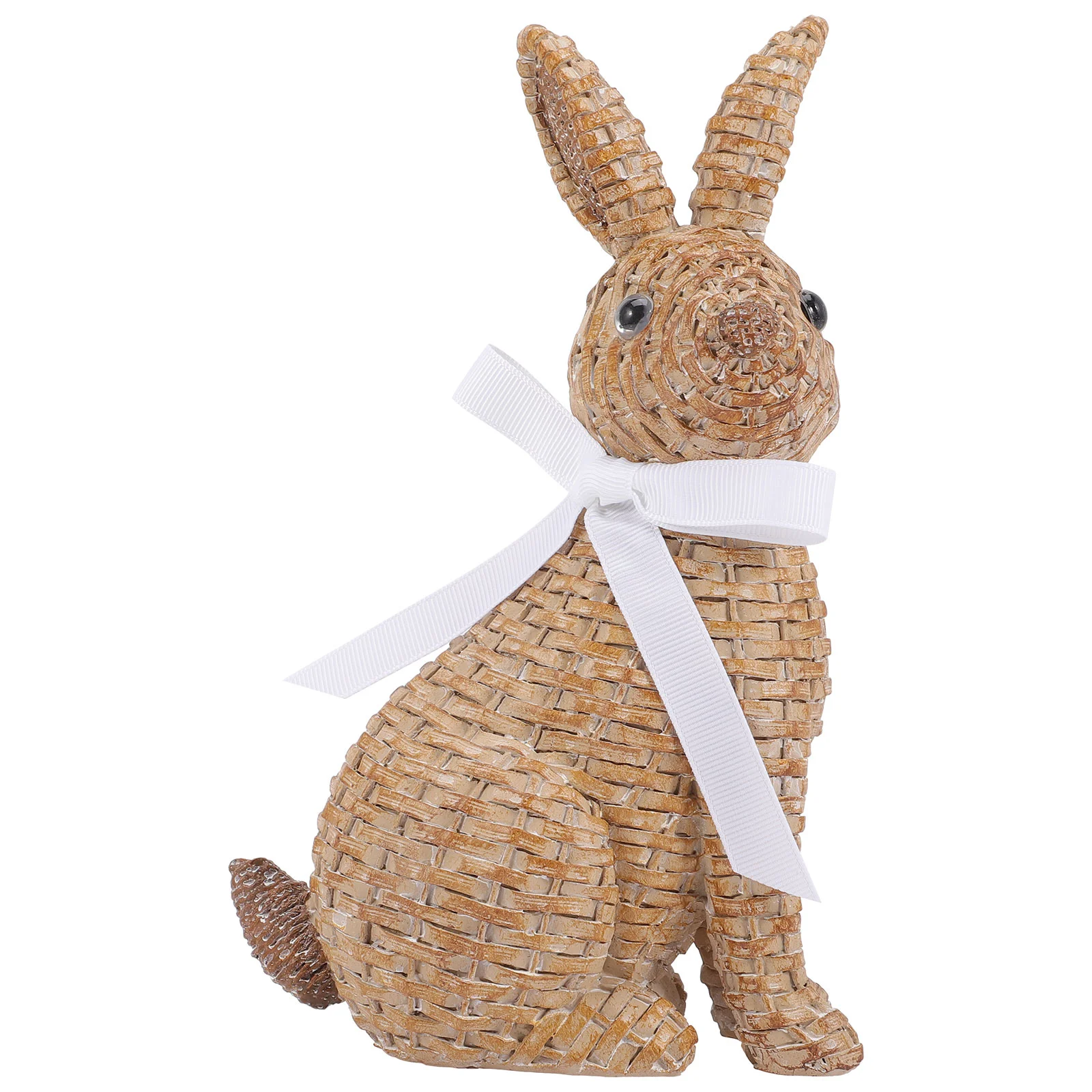 

Rabbit Bunny Statue Easter Figurine Woven Decor Outdoor Ornaments Garden Animal Resin Decoration Sculpture Spring Sitting