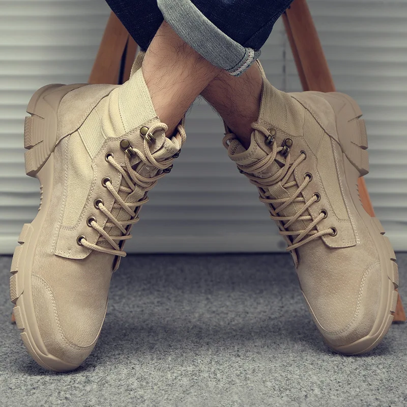 

Mans Ankle Boots Casual Leather Motorcycle Boots Lace-Up Basic Waterproof Non-slip Plus Size Chelsea Short Boots Footwear
