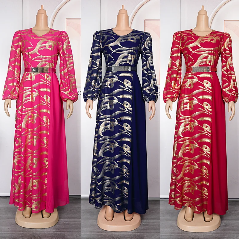 Muslim Fashion Hijab Dubai Abaya Long Dresses With Sashes Islam Clothing African Party Dresses for Women Robe Musulman Djellaba