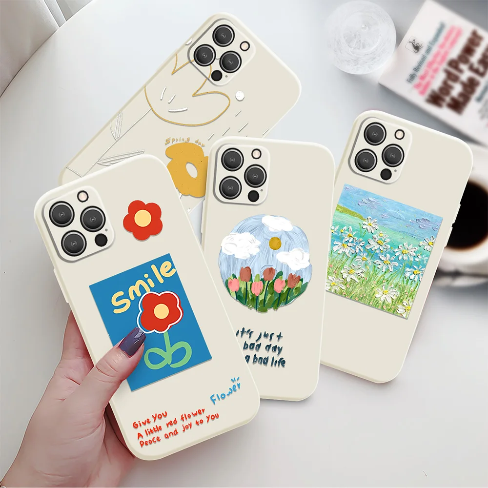 

Oil Painting Casing for iPhone13 Soft Silicone Phone Case for iPhone 14 13 12 11 Pro Max Mini XS XR X 7 8 Plus Coque Back Cover