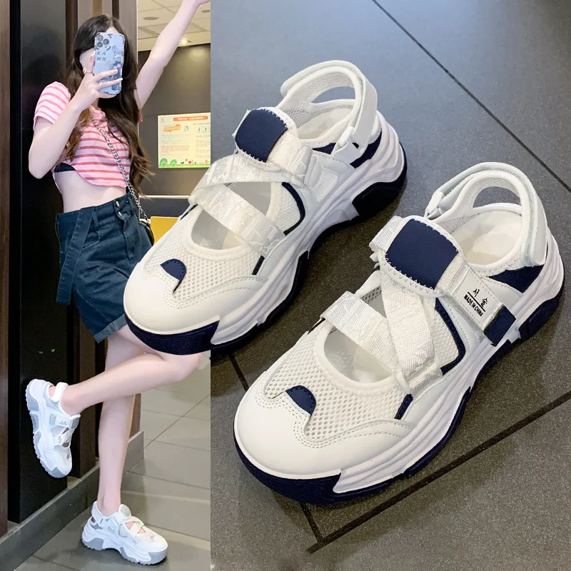 Fashion New Women Sandals All-match Breathable Sports Mesh Shoes 2022 Summer Beach Women Sandals Non-slip Flat Women's Sneakers