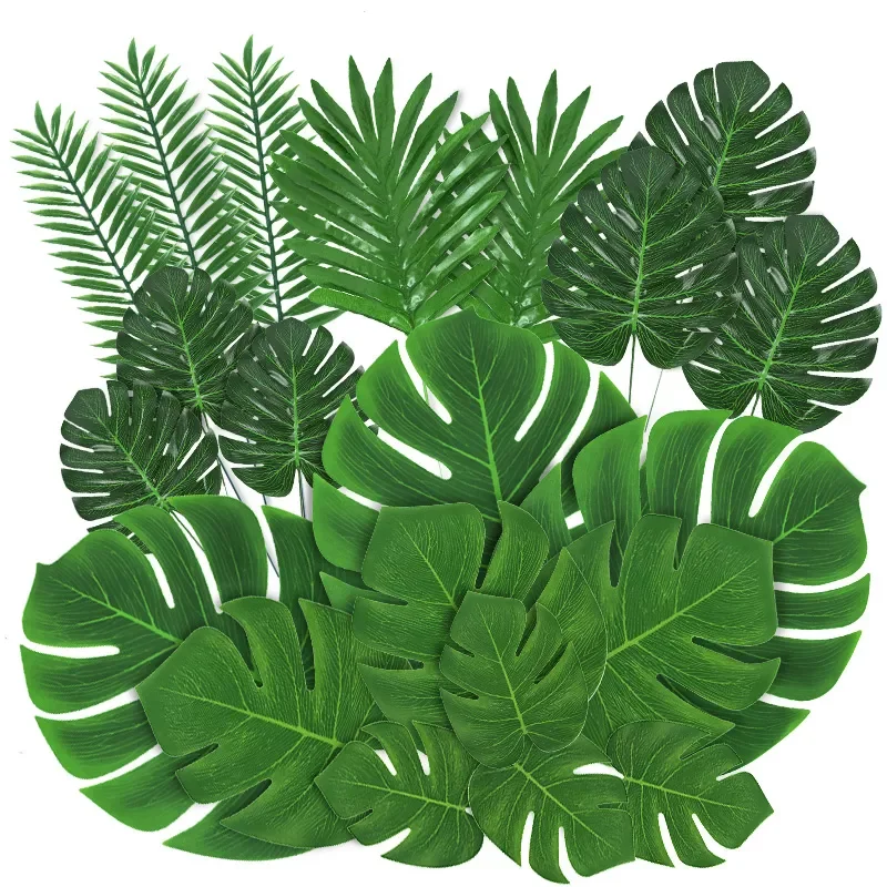 

Artificial Tropical Palm Leaves Hawaiian Luau Safari Jungle Party Decoration Summer Wedding Birthday Home Table Decor Fake Plant