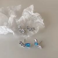 lovoacc elegant blue color water drop cz cubic zirconia earring for women bling bling statement drop earrings wedding jewelry