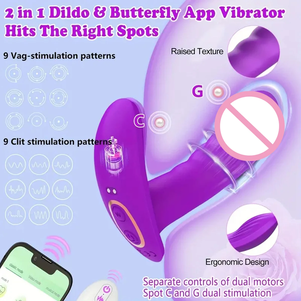 sterowany wibrator dla kobiet i par z ukrytym bezprzewodowym kontrolerem kształtem motyla przyjemności w łechtaczce pun...