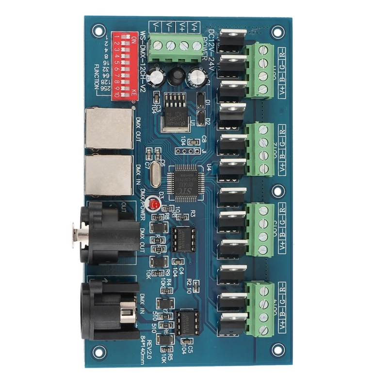 

DC12V-24V 12 CH Led DMX512 декодер 12 каналов 4 группы 12Chx2a DMX декодер диммер XRL 3P RJ45 светодиодный контроллер