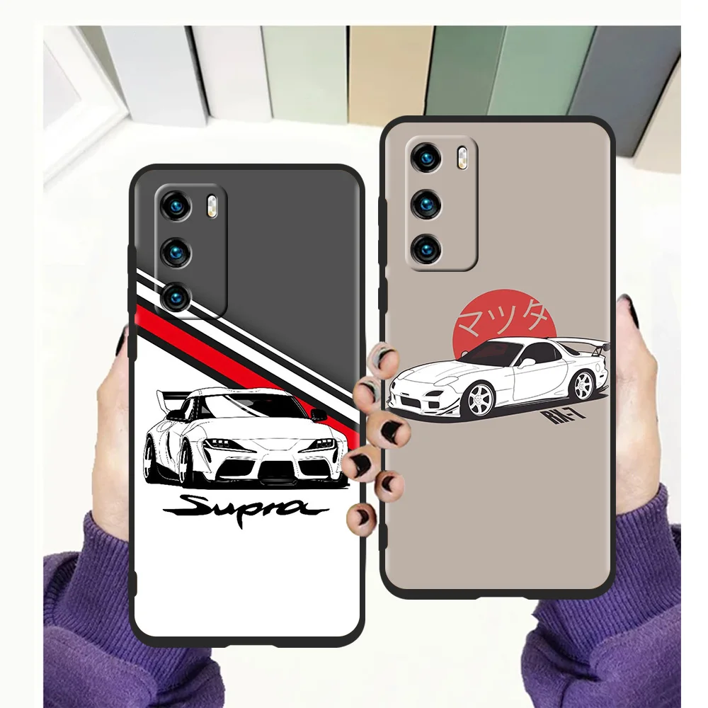 

JDM Sports Cars Cover For Huawei P50 P40 P30 P20 Pro P Smart Z Y6 Y7 Y9 Y7A Y6P Y9S 2019 P40 Lite E Case Shockproof Shell Coque