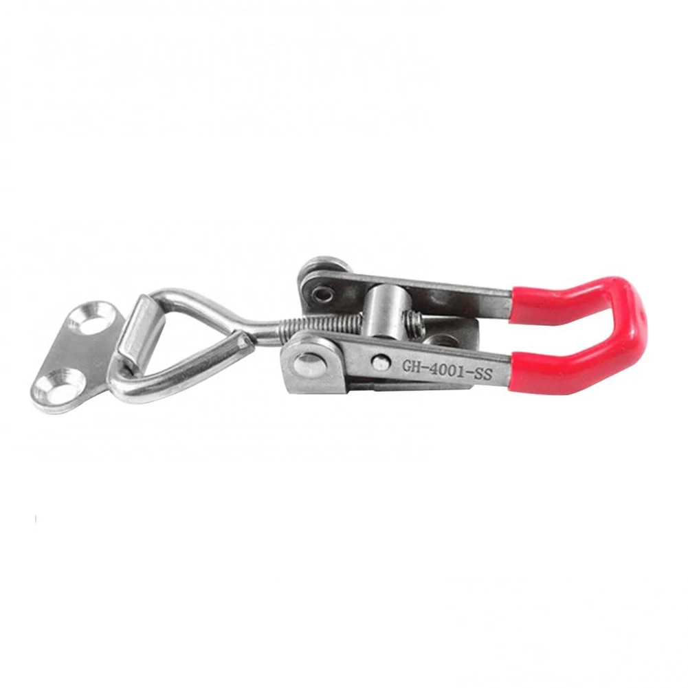 

1Pcs GH-4001-SS Adjustable Toggle Clamp 150kg Door Bolt Type Latches Woodworking Special Fixture Quick Release Jig Hand Tool