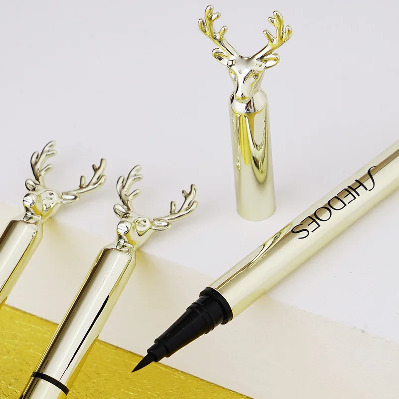

Waterproof cool black, quick-drying, full, silky, not smudged, net red hot eyeliner, golden deer head