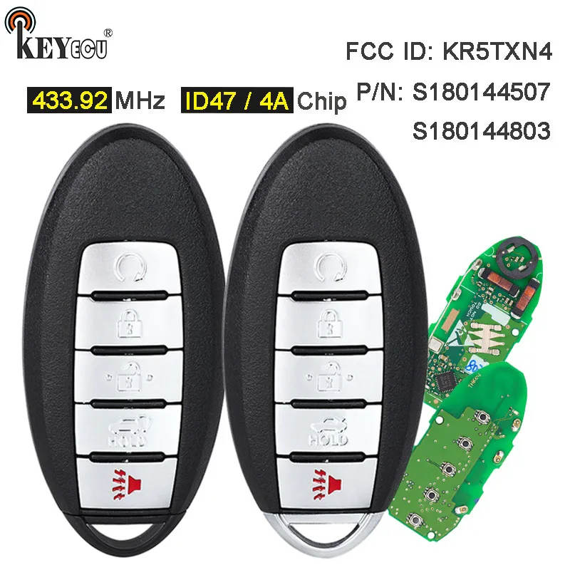 Чип KEYECU 433 92 МГц 4А KR5TXN4 S 180144507 С 180144803 Умный дистанционный брелок для Nissan Altima Sentra Versa
