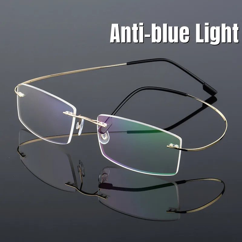 

Luxury Rimless Reading Glasses Women Men Memory Titanium Presbyopia Eyewear Unisex Ultralight Anti-blue Light Eyeglasses