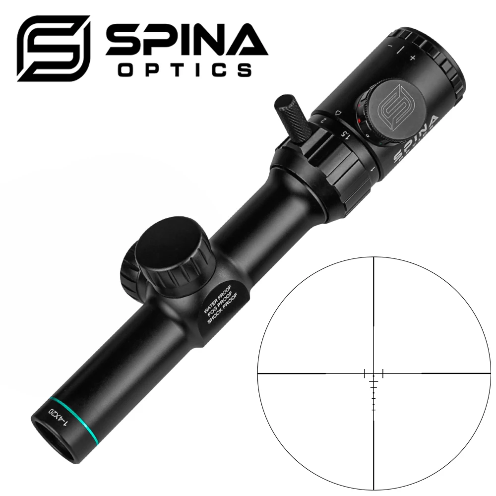 SPINA OPTICS  Air Riflescope Green Red Illuminated 1-4x20 Range Finder Reticle Sight with 25.4mm Scope Mount Rail For Hunting