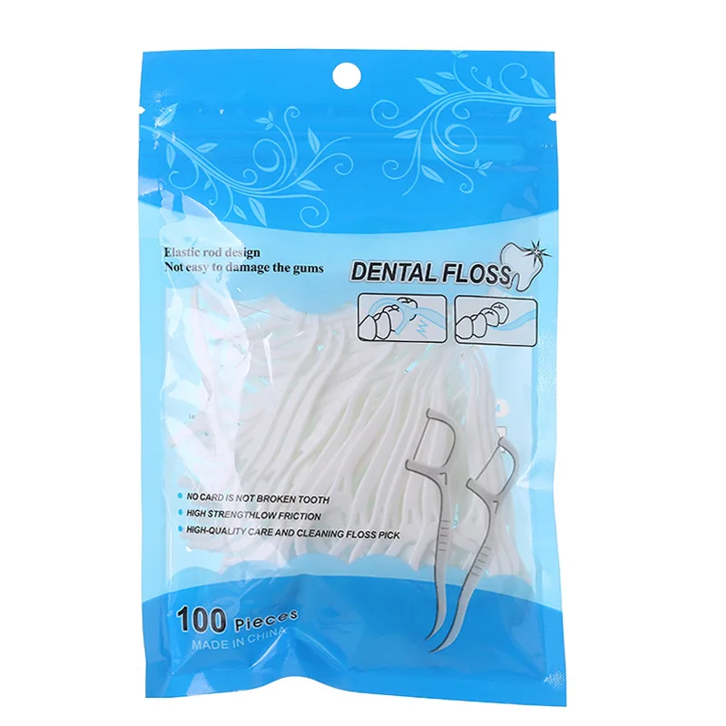 

New 100pcs Dental Floss Flosser Picks Toothpicks Teeth Stick Tooth Cleaning Interdental Brush Dental Floss Pick Cleaning Tooth