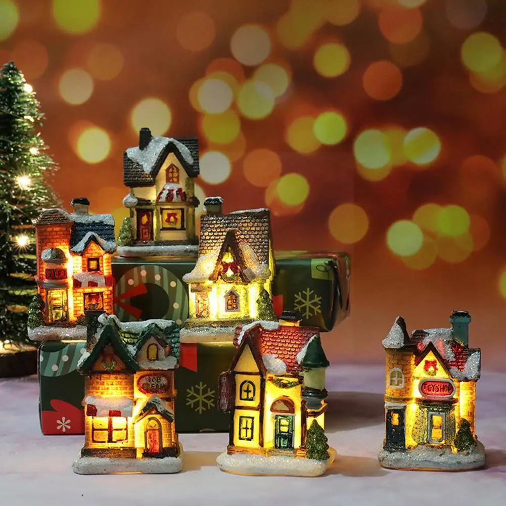

Christmas Resin Small House Light Merry Christmas Decorations For Home Xmas Gifts Cristmas Ornaments Natale Navidad Noel De C2g4