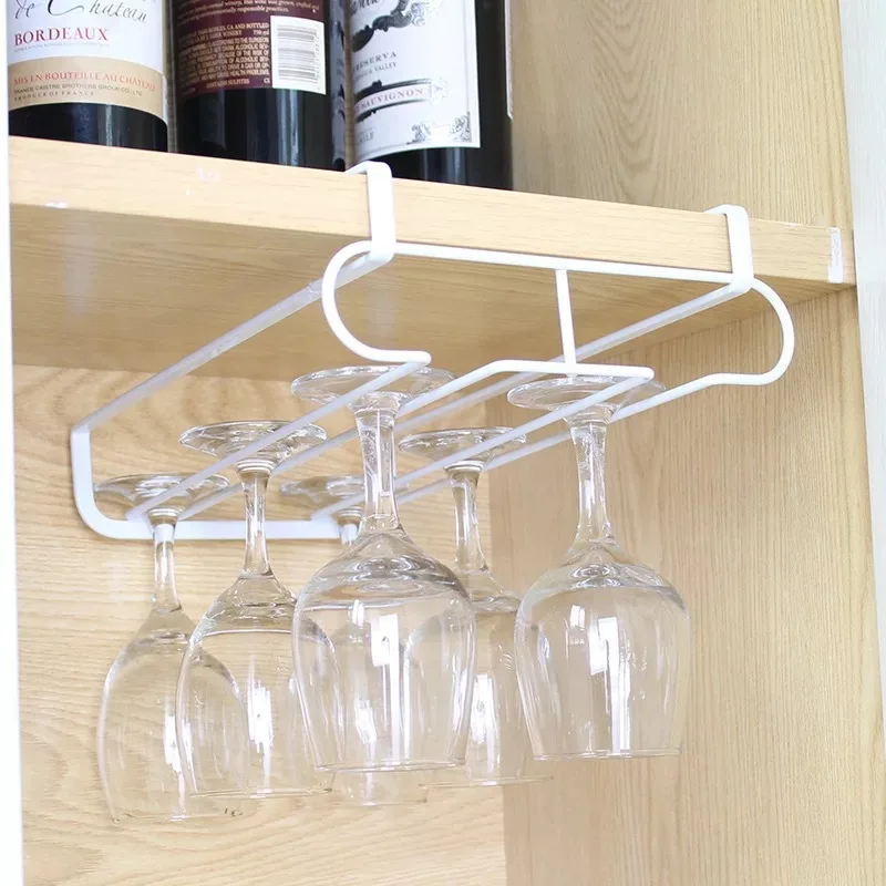

Iron Art Goblet Upside Down Storage Rack Double Row Round Wine Glass Upside Down Rack Kitchen And Home Wine Glass Rack