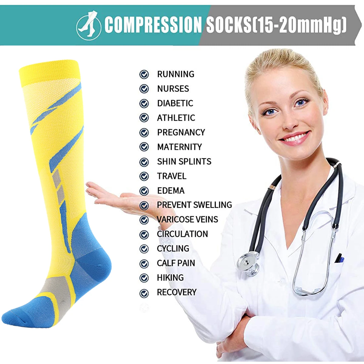 Dropshipping Compression Socks Women Men Knee High Sports Socks for Running Marathon Cycling Edema Diabetes Varicose Veins Socks