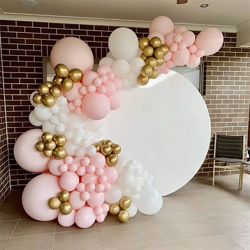 

135pcs Macaron Baby Pink Metal Gold Latex Balloon Ivory White Balloon Arch GarlandWedding Decoration Baby Shower Birthday Decor