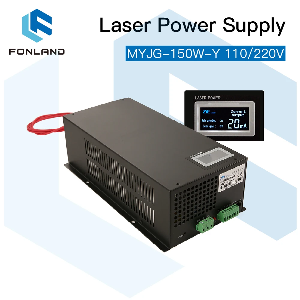 FONLAND 150W Laser Power Supply Source MYJG-150W 110/220V With Display Screen for Co2 Laser Tube Cutting Machine Source KIN