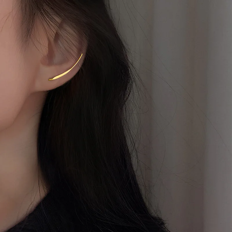 

New Simple Gold Color Metal Arc Stud Earrings For Women Jewelry