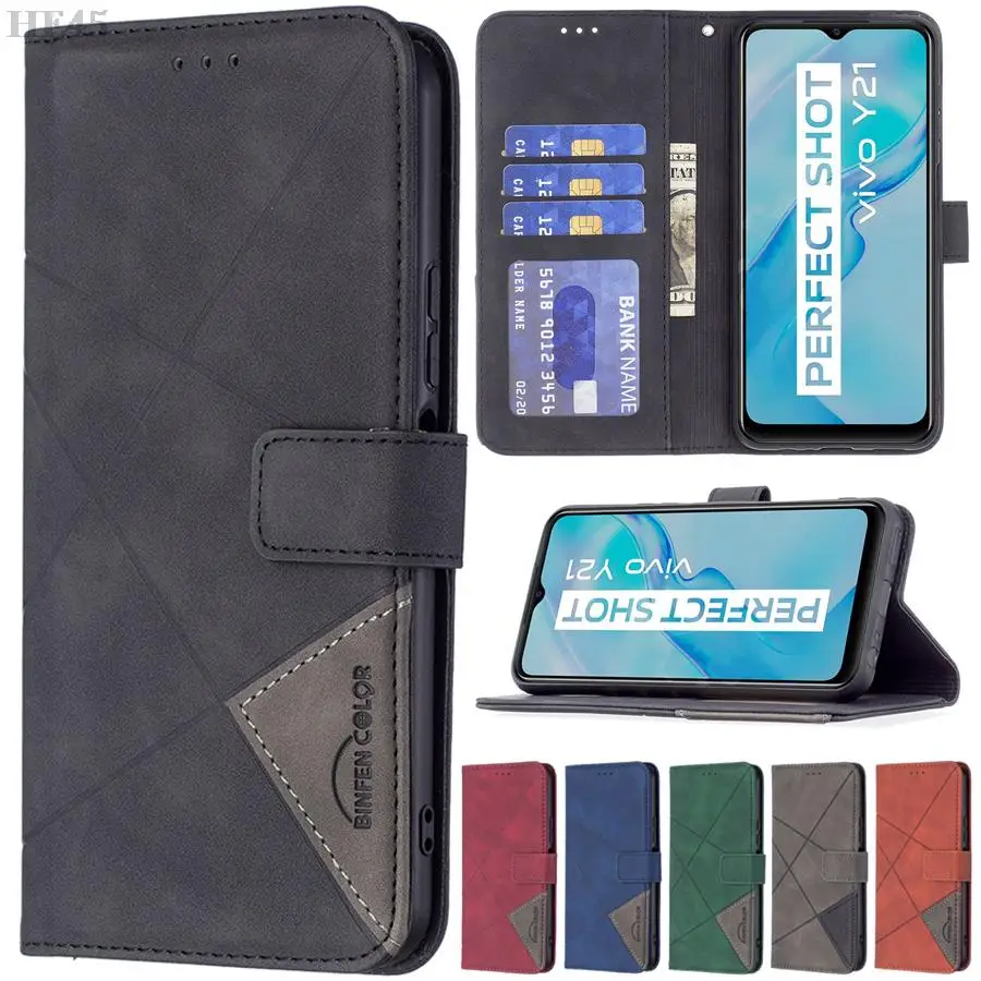 

Wallet Case For VIVO Y02 Y02s Y15s Y20 Y21 Y21s Y22s Y33s Y35 Y51 2020 Y51a Y51s V21 V21e Anti-fall Magnetic Leather Flip Case
