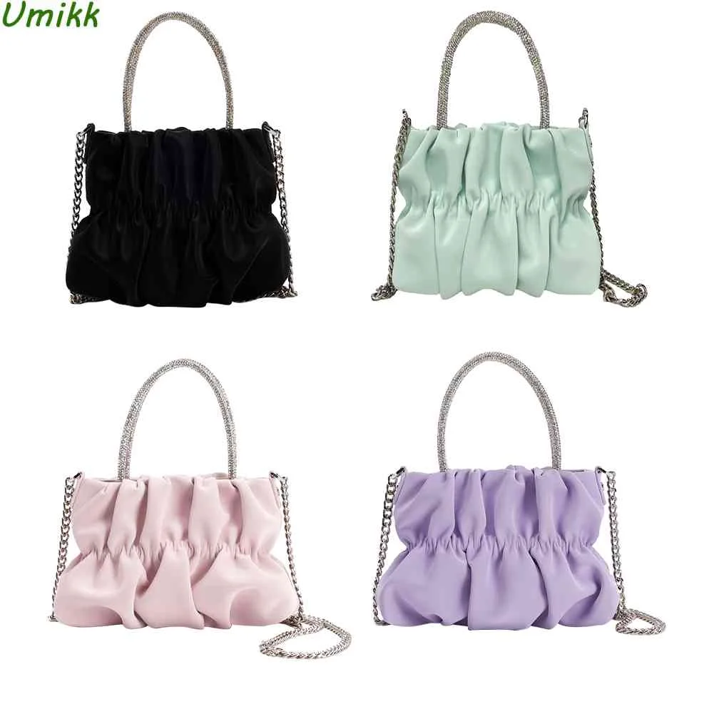 

2023 трендовые женские модные элегантные сумки-тоуты из искусственной кожи с металлической цепочкой, плиссированные сумки, женская сумка с верхними ручками