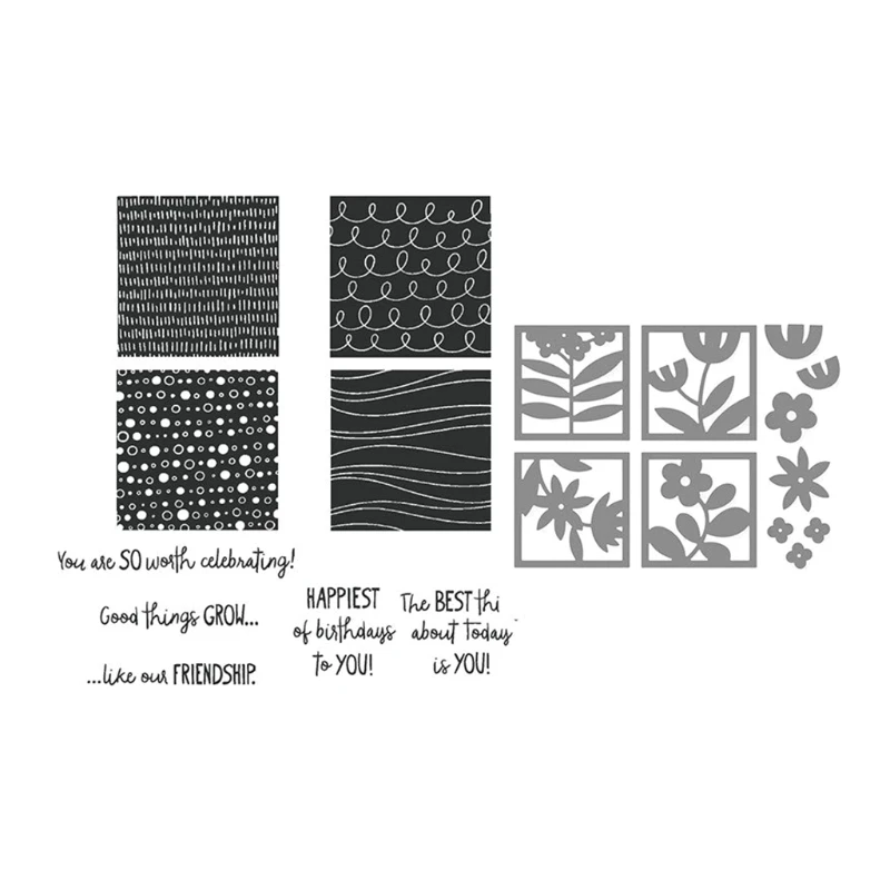 

K3NA Flower Seal Stamp with Cutting Dies Stencil DIY Scrapbooking Embossing Photo Album Decor Paper Card Craft