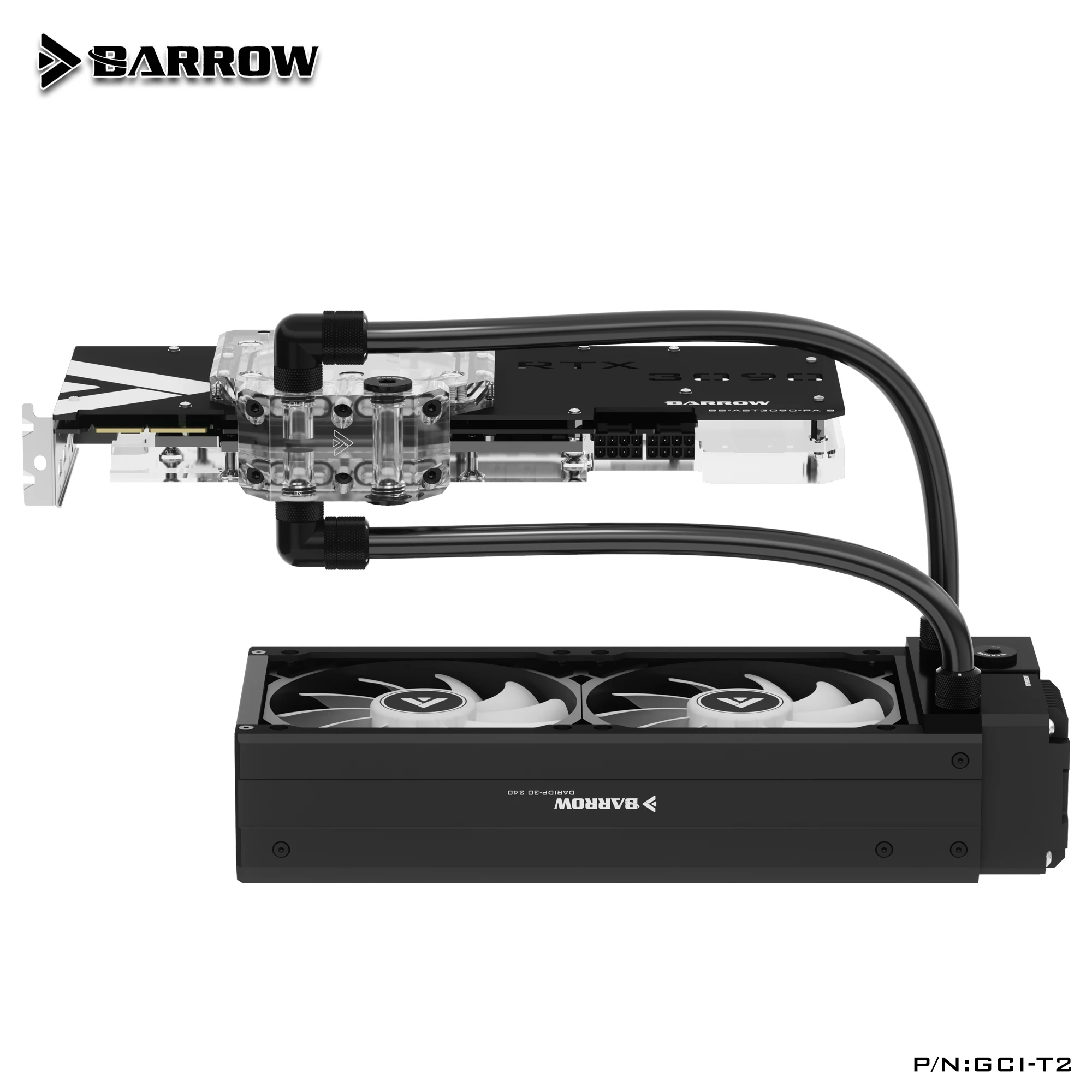 BARROW น้ำ Cooling Kit Active แผ่นหลังปั๊มแบบบูรณาการหม้อน้ำ + CPU/3090 GPU บล็อก + อุปกรณ์ท่อ ID10mm + OD13mm GCI-T2 CPI-T